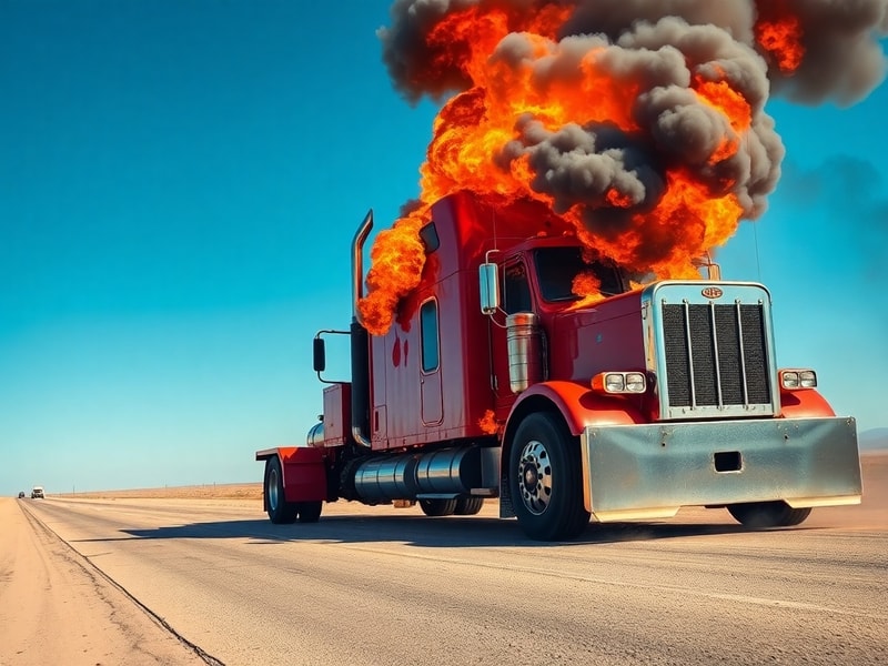 Malta Truck catches fire while driving along Marfa Road
