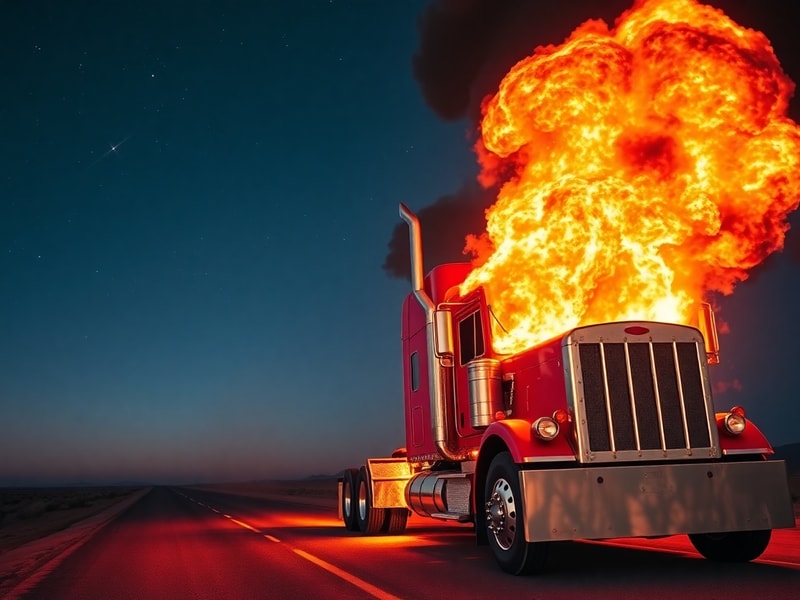 Malta Truck catches fire while driving along Marfa Road