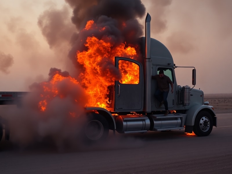 Malta Truck catches fire while driving along Marfa Road