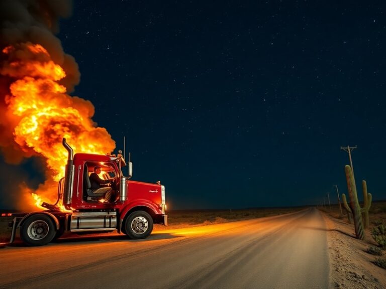 Malta Truck catches fire while driving along Marfa Road
