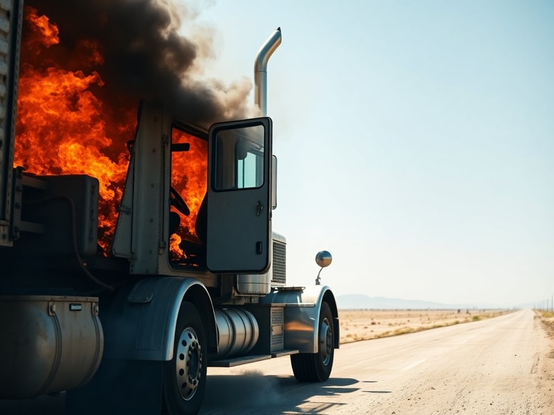 Malta Truck catches fire while driving along Marfa Road