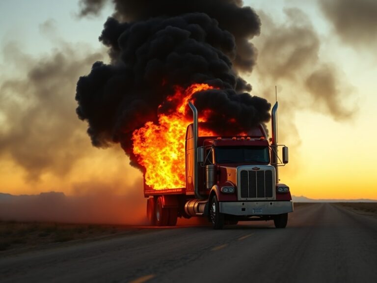 Malta Truck catches fire while driving along Marfa Road