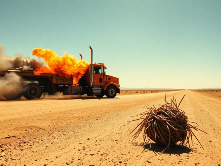 Malta Truck catches fire while driving along Marfa Road