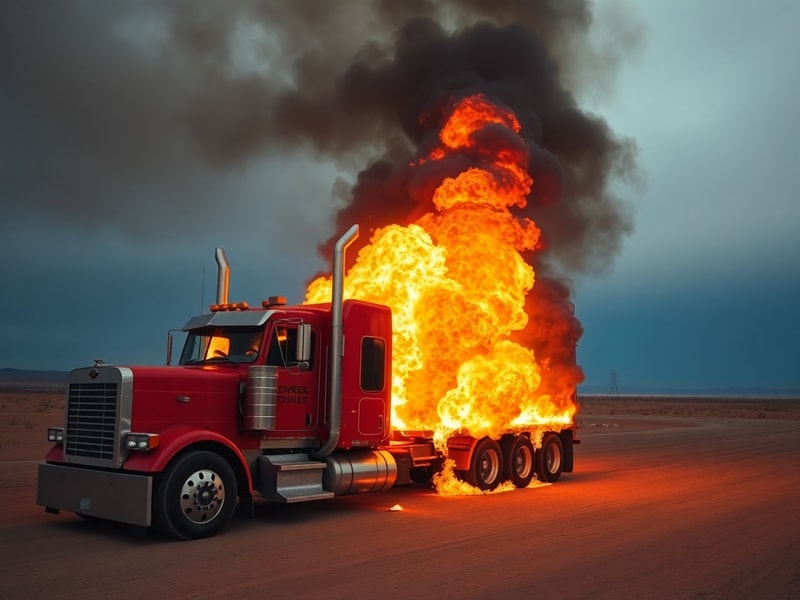 Malta Truck catches fire while driving along Marfa Road