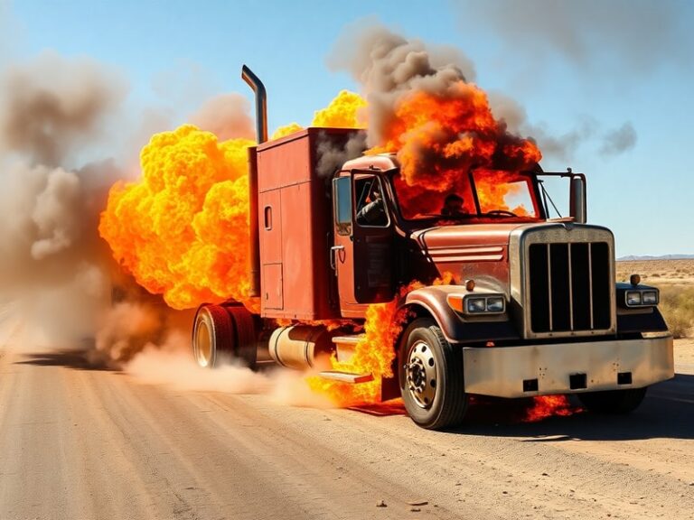 Malta Truck catches fire while driving along Marfa Road