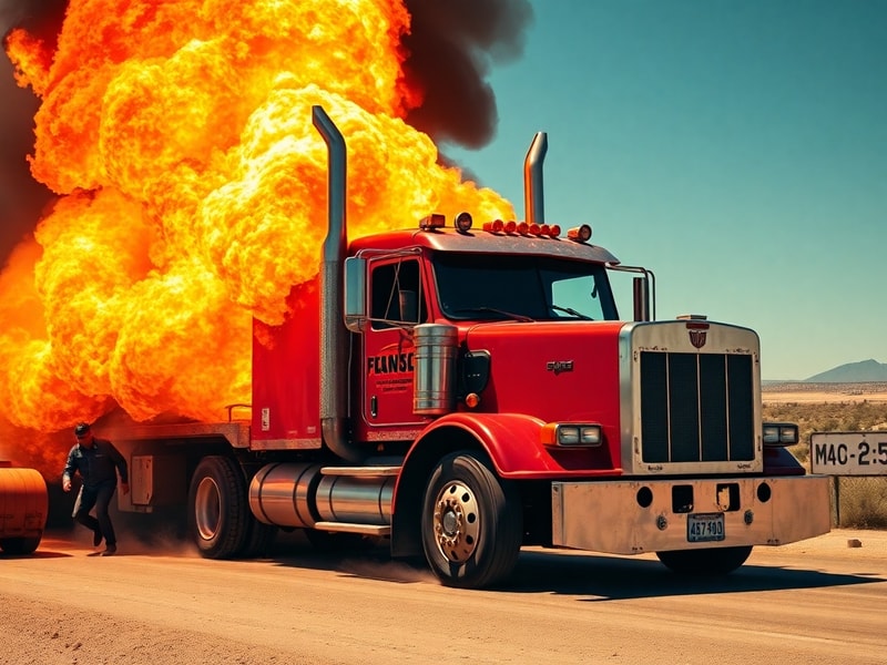 Malta Truck catches fire while driving along Marfa Road