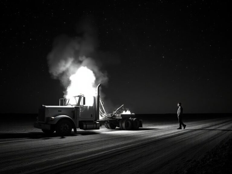 Malta Truck catches fire while driving along Marfa Road