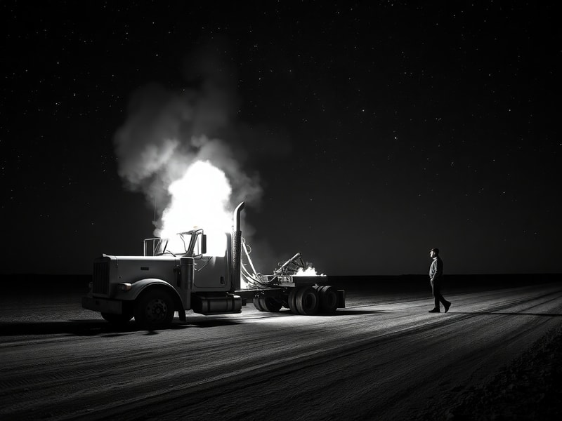 Malta Truck catches fire while driving along Marfa Road
