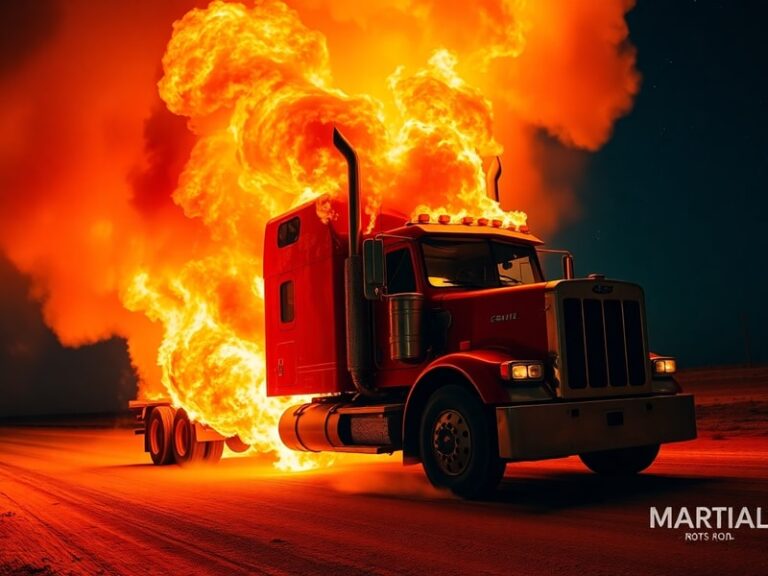 Malta Truck catches fire while driving along Marfa Road