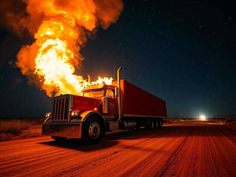 Malta Truck catches fire while driving along Marfa Road