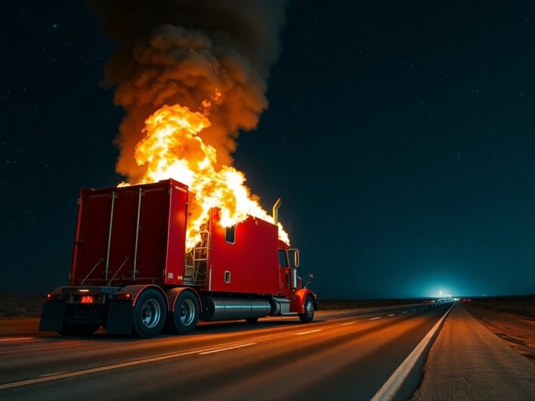 Malta Truck catches fire while driving along Marfa Road