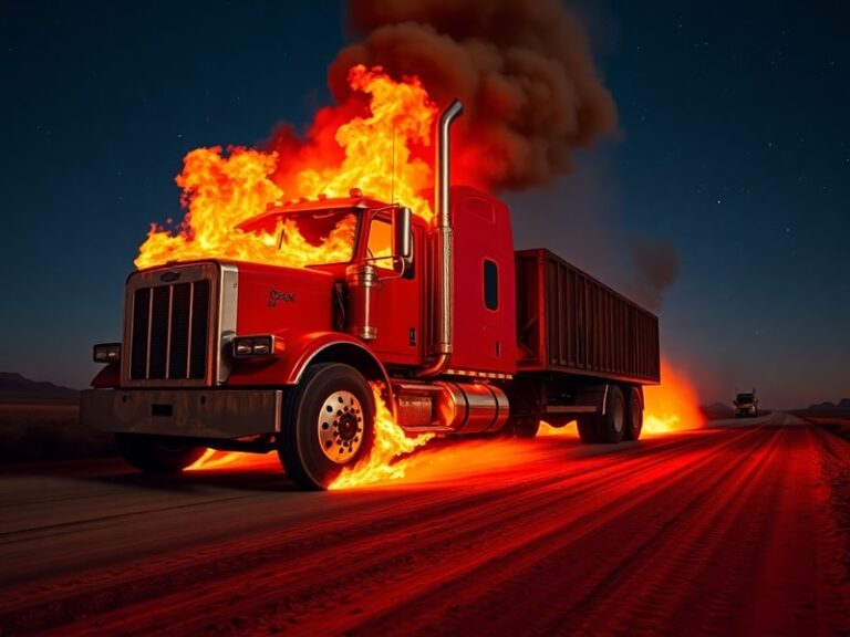 Malta Truck catches fire while driving along Marfa Road