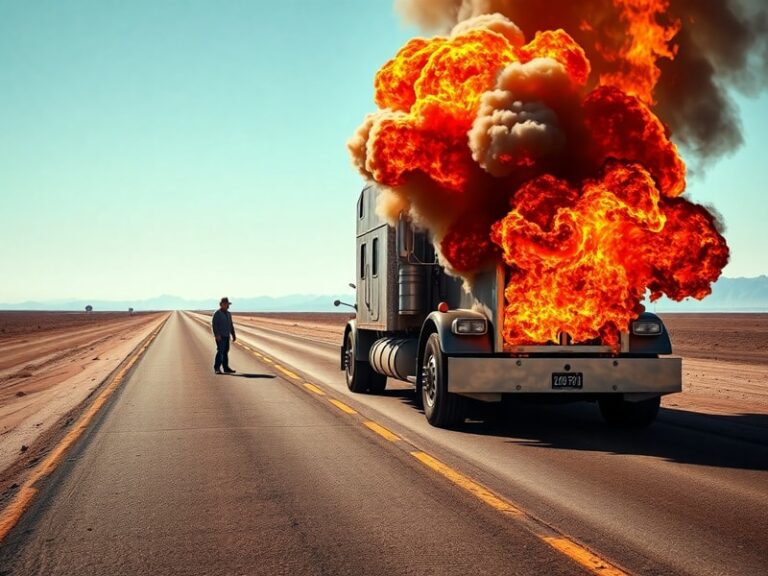 Malta Truck catches fire while driving along Marfa Road
