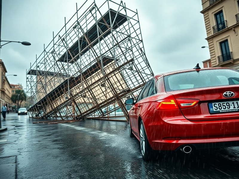 Malta Watch the terrifying moment scaffolding smashes in front of car on Gżira street