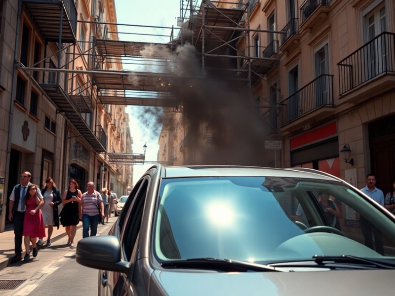 Malta Watch the terrifying moment scaffolding smashes in front of car on Gżira street