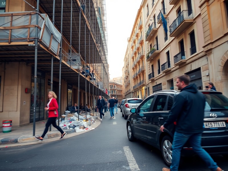 Malta Watch the terrifying moment scaffolding smashes in front of car on Gżira street