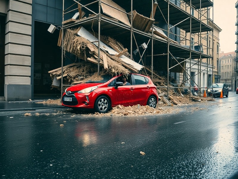 Malta Watch the terrifying moment scaffolding smashes in front of car on Gżira street
