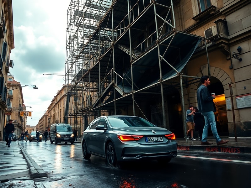 Malta Watch the terrifying moment scaffolding smashes in front of car on Gżira street