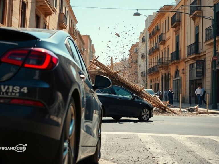Malta Watch the terrifying moment scaffolding smashes in front of car on Gżira street