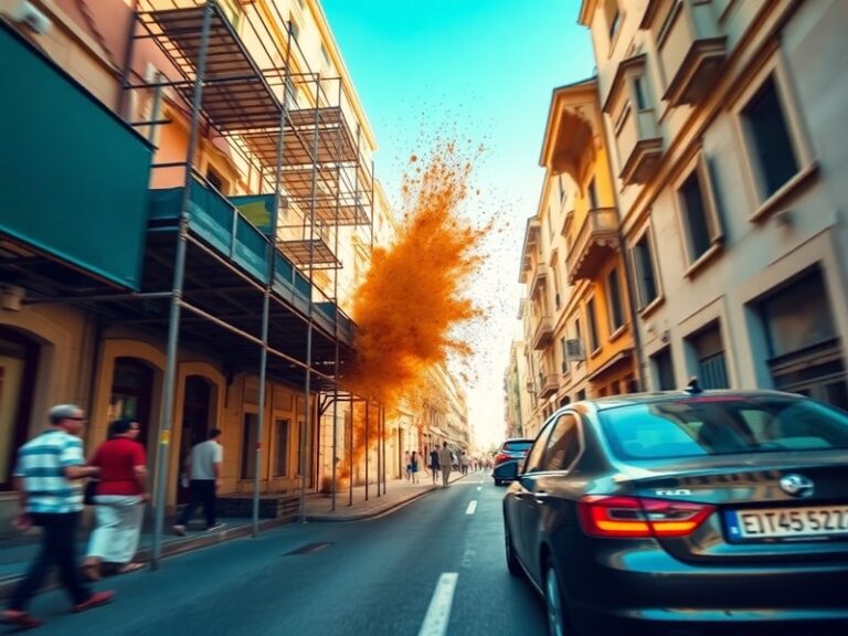 Malta Watch the terrifying moment scaffolding smashes in front of car on Gżira street