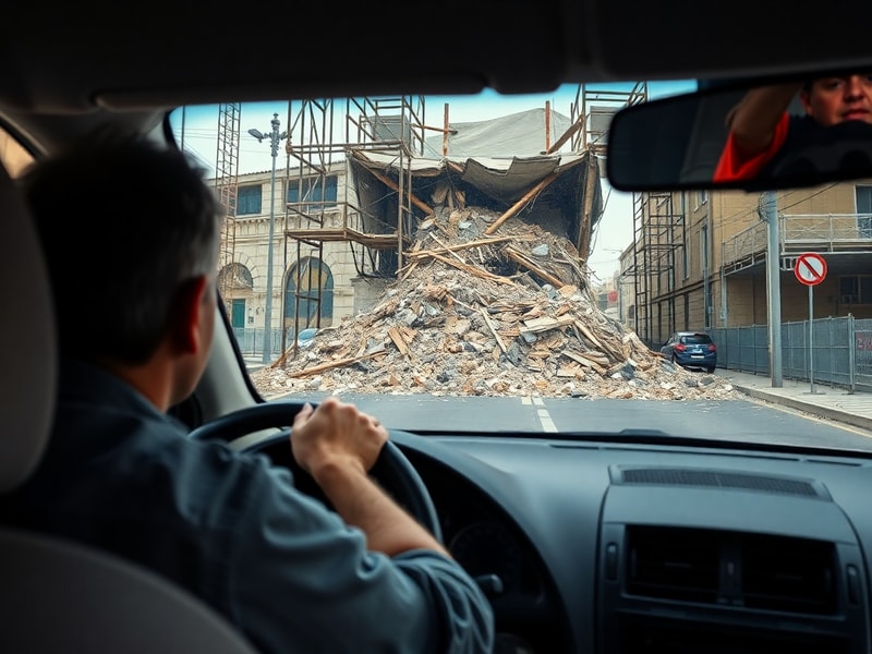 Malta Watch the terrifying moment scaffolding smashes in front of car on Gżira street