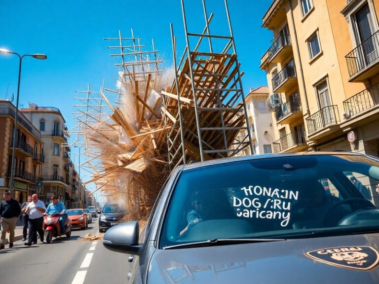 Malta Watch the terrifying moment scaffolding smashes in front of car on Gżira street