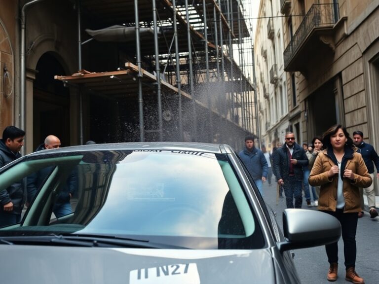 Malta Watch the terrifying moment scaffolding smashes in front of car on Gżira street