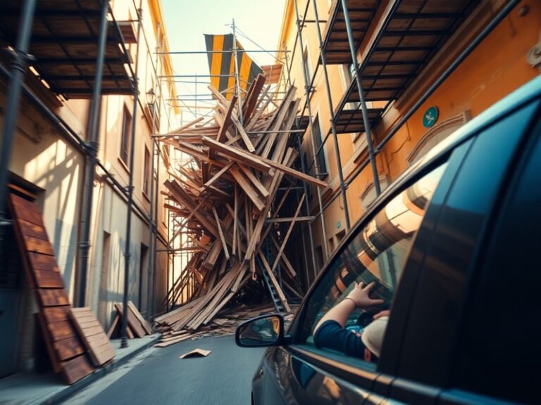 Malta Watch the terrifying moment scaffolding smashes in front of car on Gżira street