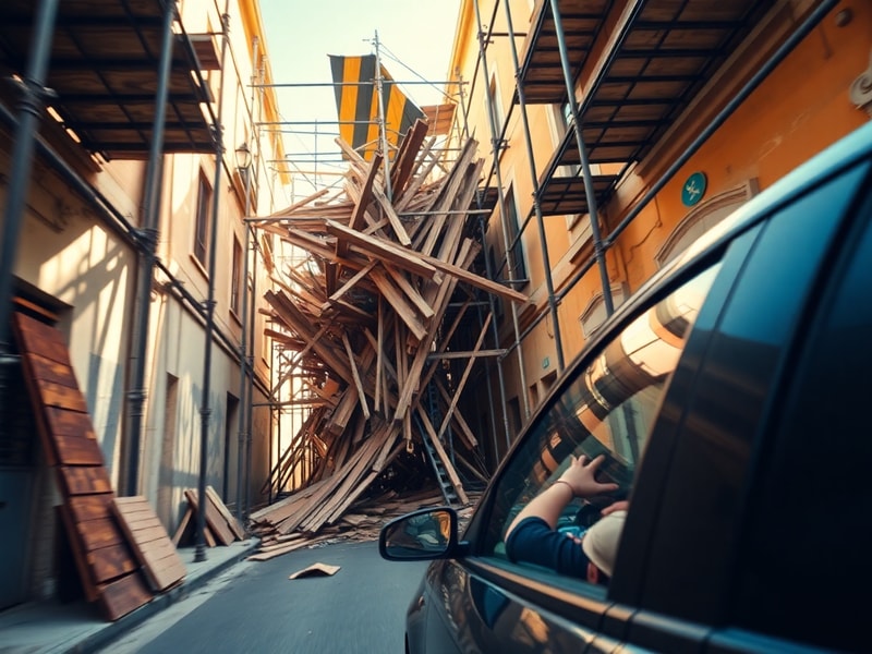 Malta Watch the terrifying moment scaffolding smashes in front of car on Gżira street