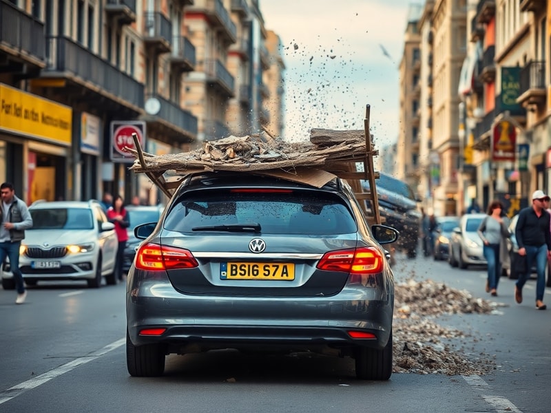 Malta Watch the terrifying moment scaffolding smashes in front of car on Gżira street