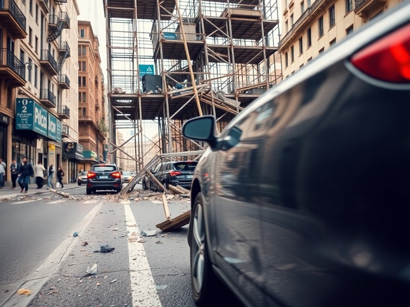 Malta Watch the terrifying moment scaffolding smashes in front of car on Gżira street