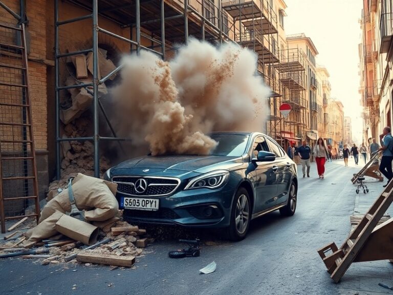 Malta Watch the terrifying moment scaffolding smashes in front of car on Gżira street