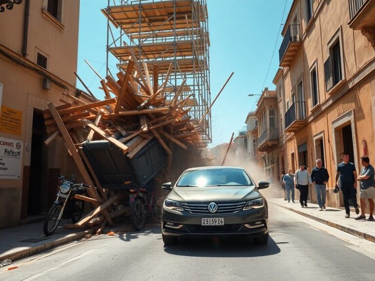 Malta Watch the terrifying moment scaffolding smashes in front of car on Gżira street