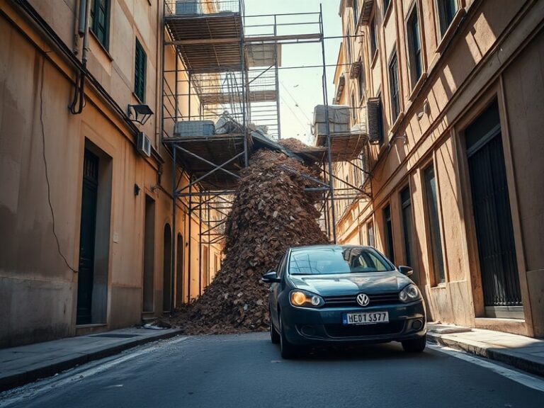 Malta Watch the terrifying moment scaffolding smashes in front of car on Gżira street