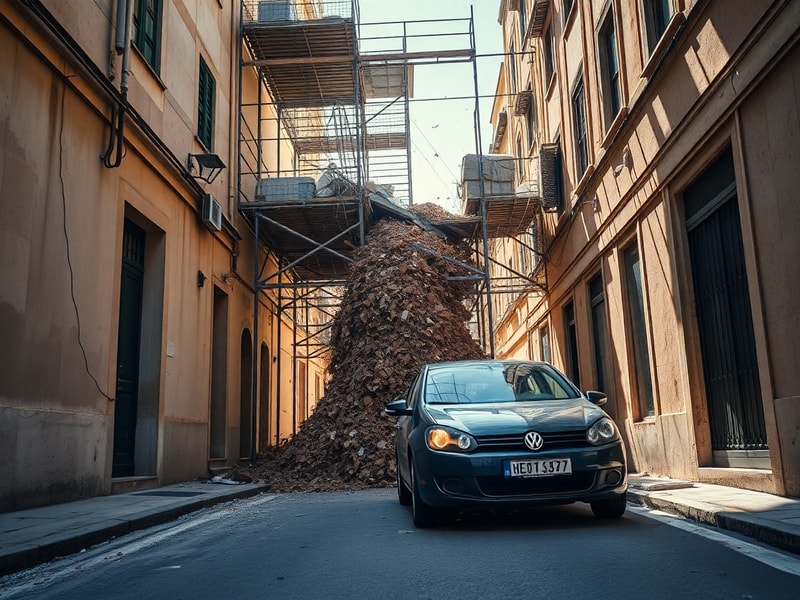 Malta Watch the terrifying moment scaffolding smashes in front of car on Gżira street