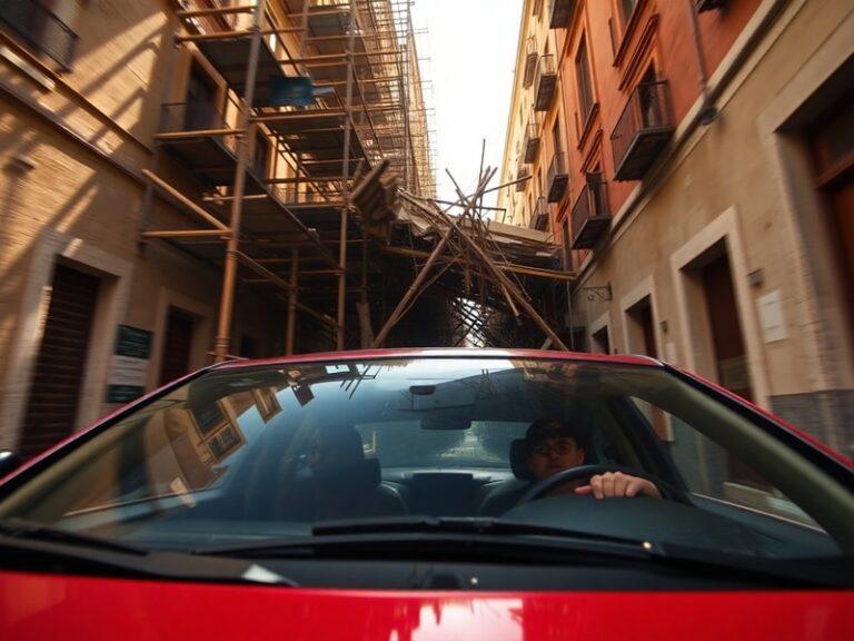 Malta Watch the terrifying moment scaffolding smashes in front of car on Gżira street