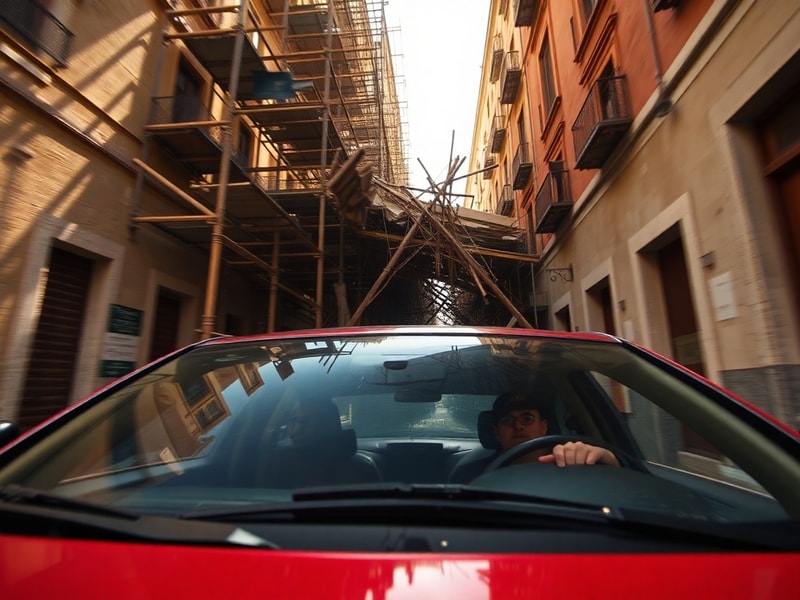 Malta Watch the terrifying moment scaffolding smashes in front of car on Gżira street