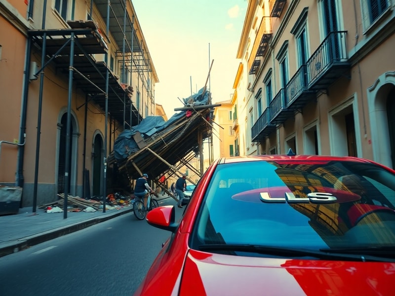 Malta Watch the terrifying moment scaffolding smashes in front of car on Gżira street