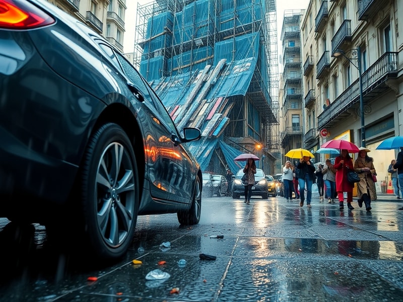 Malta Watch the terrifying moment scaffolding smashes in front of car on Gżira street