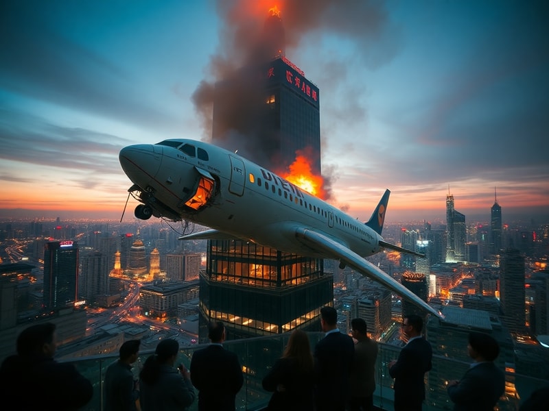 Malta Plane 'crashes' into Beijing's tallest building