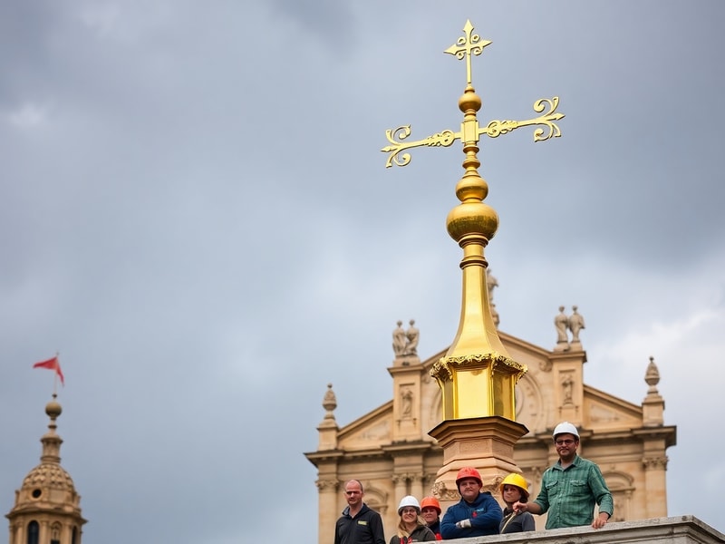 Malta St John's Co-cathedral wind vane restored by MCAST after Storm Harry damage