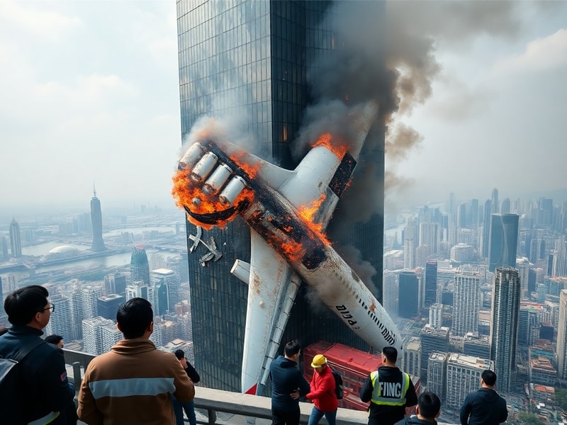 Malta Plane 'crashes' into Beijing's tallest building