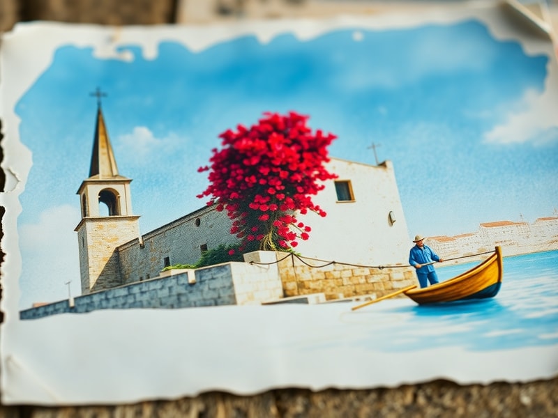 Malta Post-war watercolours on Malta postcards