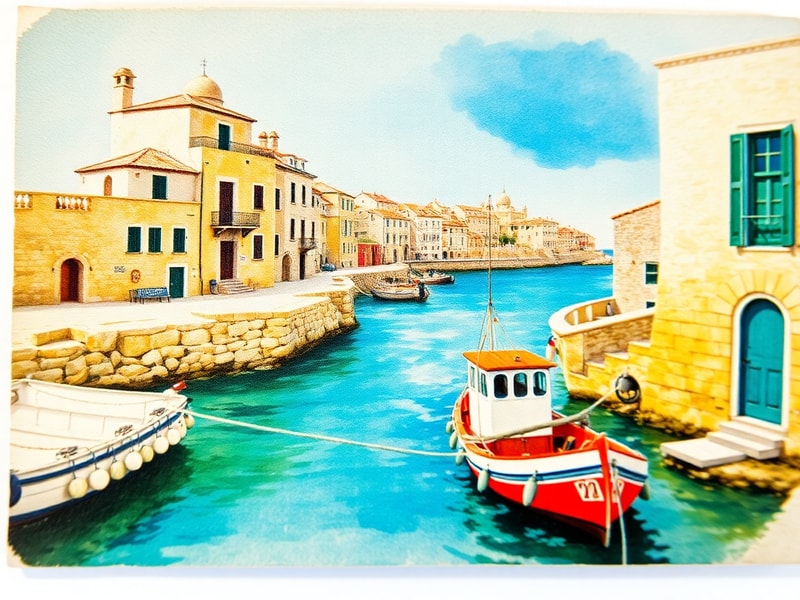 Malta Post-war watercolours on Malta postcards
