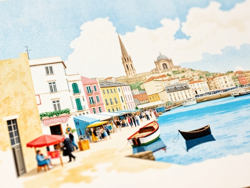 Malta Post-war watercolours on Malta postcards