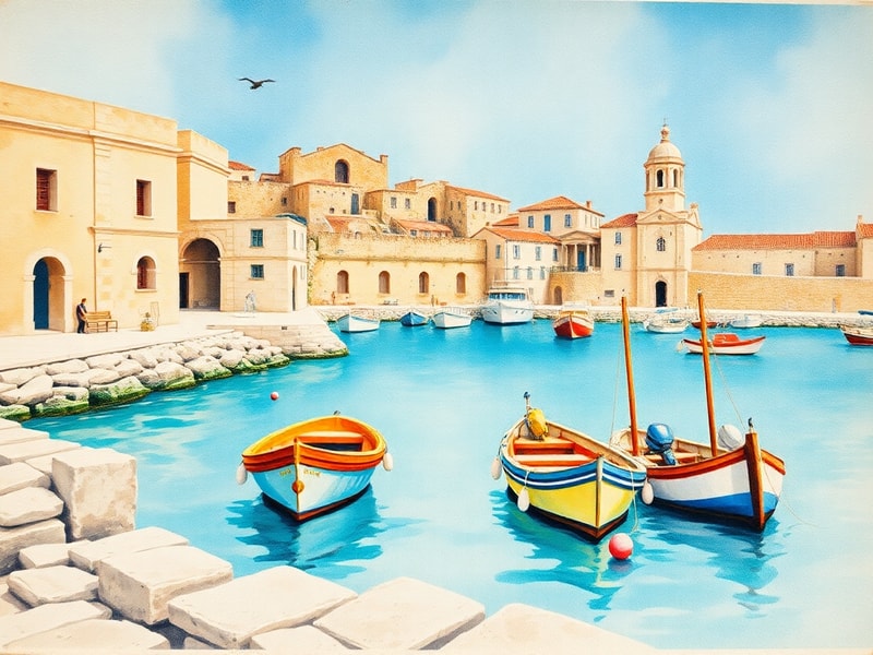 Malta Post-war watercolours on Malta postcards