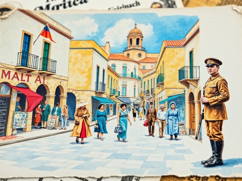 Malta Post-war watercolours on Malta postcards