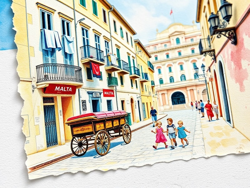 Malta Post-war watercolours on Malta postcards