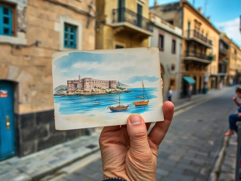 Malta Post-war watercolours on Malta postcards