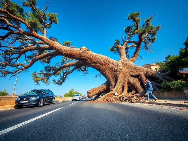 Malta Lucky escape for two drivers as large tree collapses on Attard road
